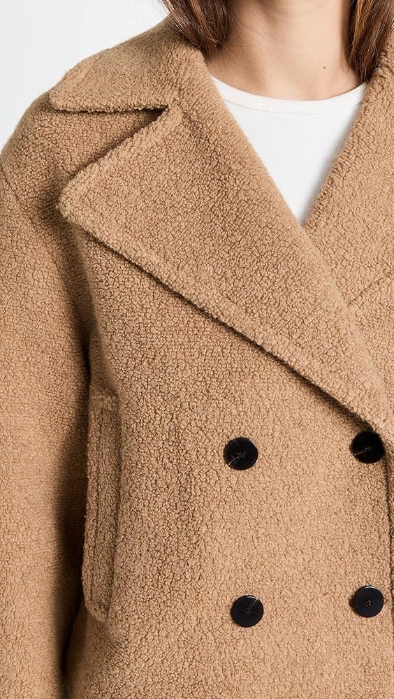 ジャケット・アウター Theory Teddy Fleece Faux Fur Peacoat Theory Women's Faux Fur Peacoat, Light Cocoa, Tan, S at
